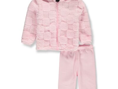 GIRLS EMBOSSED PLUSH HOODIE & FLEECE JOGGER SETS