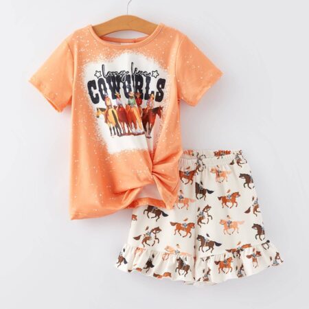 Western Girls Letter Print Outfits Set