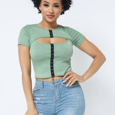 Solid Top With Front Cut Out And Taping Detail Top