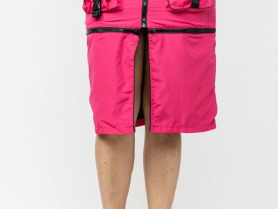 Front Zipper Side Pockets Midi Cargo Skirt