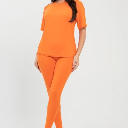 Brushed Dty Round Neck Top Leggings Set