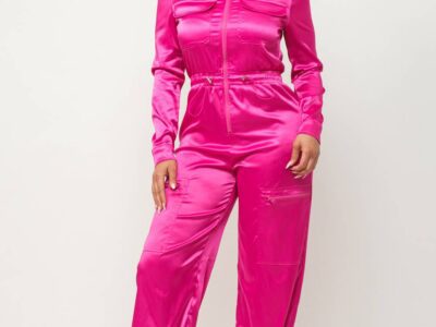 Front Zipper Pockets Top And Pants Jumpsuit