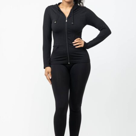 Seamless Zip Up Hoodie Jacket And Leggings Set