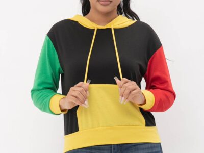 Color Block Front Pocket Long Sleeve Hoodie