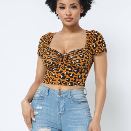 Front O Ring Detail Short Sleeve Crop Top