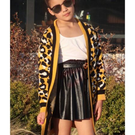 GFJ-20-9868B Girl's Soft Brushed Sweater Long Cardigan