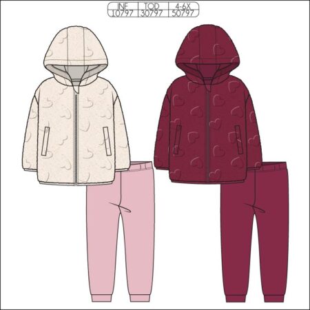 GIRLS EMBOSSED PLUSH HOODIE & FLEECE JOGGER SETS