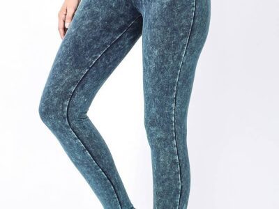 0731 Mineral Washed Wide Waistband Yoga Leggings SI-16456
