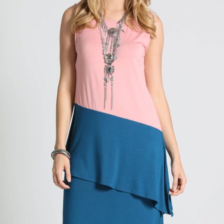 Color block Sleeveless Side-slit Top