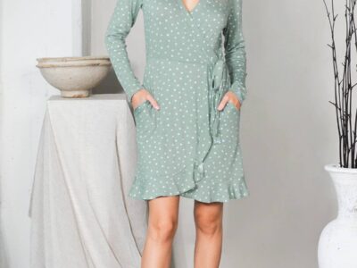 Long Sleeve Faux Wrap Dress Star Print Jersey Mommy & Me