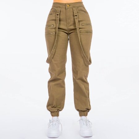 ZIPPER JOGGER WITH SUSPENDERS-RJJ1073