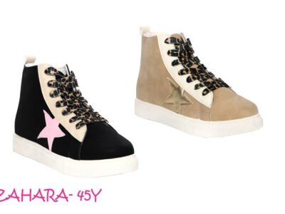 YOKI Girls Kids High Top Shine Like A Star Lace Up Sneaker