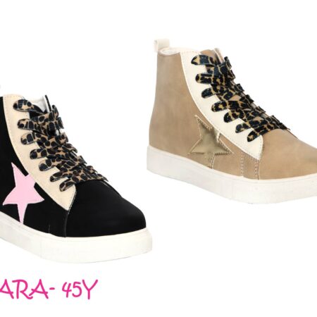 YOKI Girls Kids High Top Shine Like A Star Lace Up Sneaker