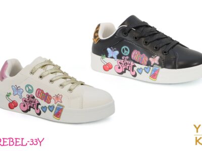 YOKI Girls Free Spirit Lace Up Printed Graphic Low Sneaker