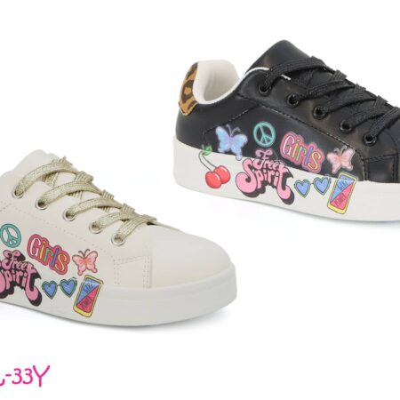 YOKI Girls Free Spirit Lace Up Printed Graphic Low Sneaker