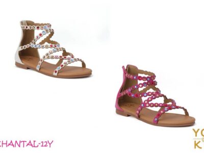 YOKI CHANTAL-12Y GIRLS STRAPPY FLAT CRYSTAL SANDAL