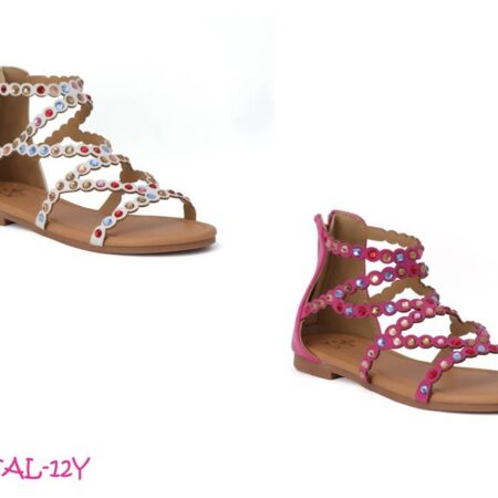 YOKI CHANTAL-12Y GIRLS STRAPPY FLAT CRYSTAL SANDAL