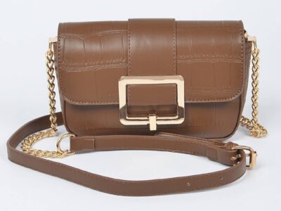 Faux Leather Buckle Crossbody Bag