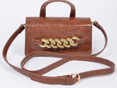 Faux Leather Chain Crossbody Bag