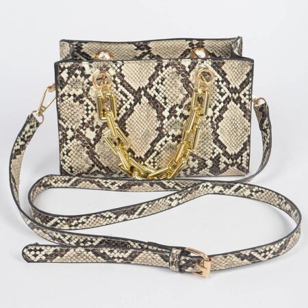 Snake Print Chain Handles Crossbody Bagn