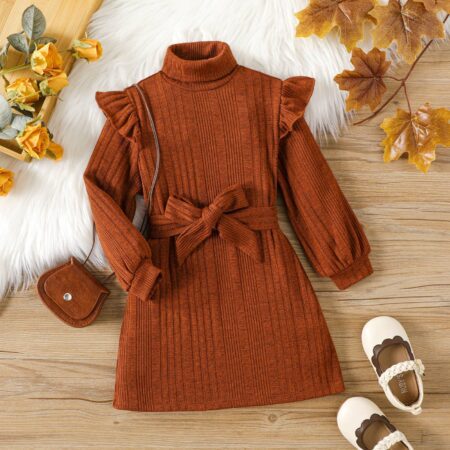 Toddler Girl Solid Color Flutter Sleeve Dress