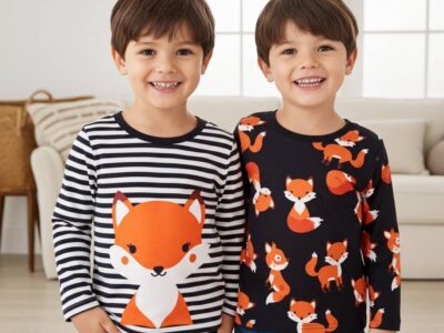 Toddler Boy Animal Fox Print Long-sleeve Tee