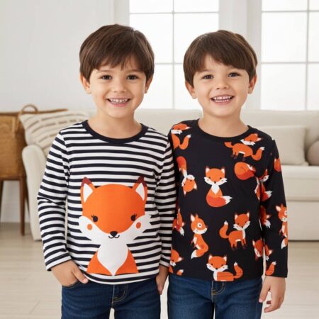 Toddler Boy Animal Fox Print Long-sleeve Tee