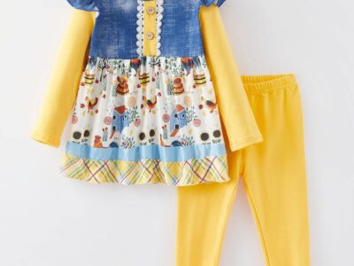 Farm Print Girls Outfits Set