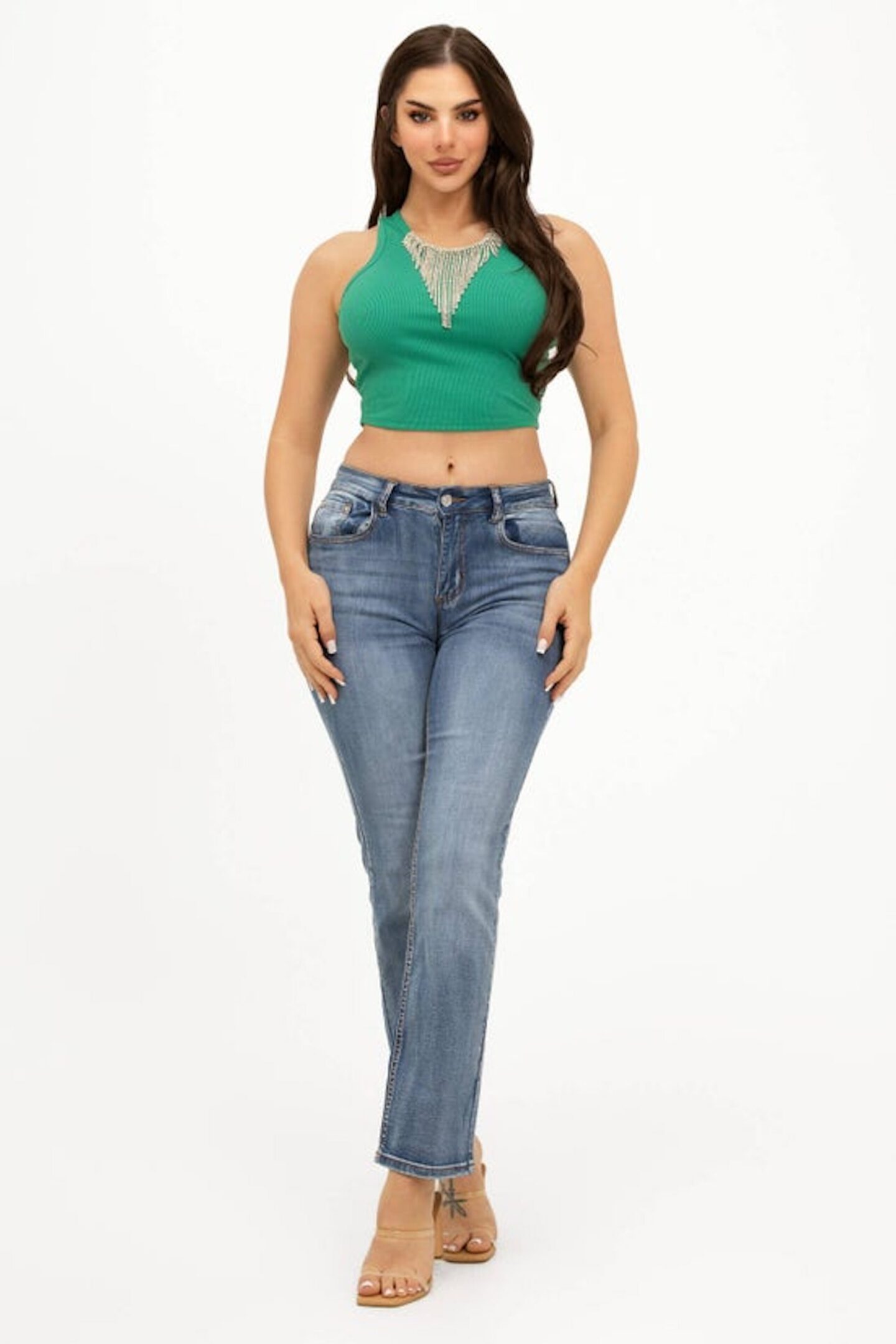 Front Rhinestones Fringe Trim Tank Top - Image 5